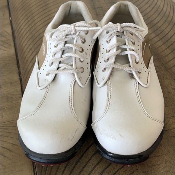 Foot joy Greenjoys Tan and White Golf Shoes-8 - Picture 2 of 7